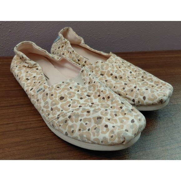 Toms Pink Leopard Alpargata Slip On Loafer Flats Womens Size 8.5 Animal Print - Picture 1 of 6